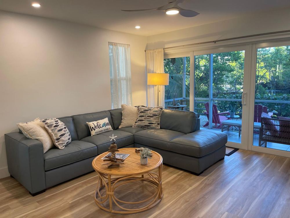 Living room with lagoon views